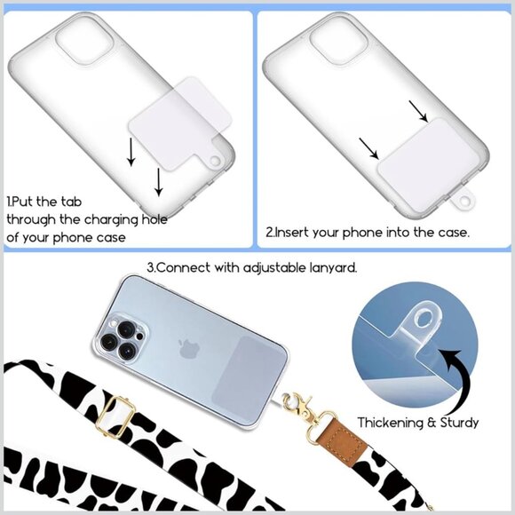 Crossbody Phone Lanyard ~ Cow Print - Picture 6 of 7